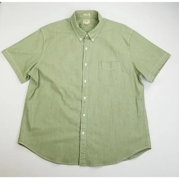 J. Crew Size 2XL Classic Stretch Mens Olive Green Short Sleeve Button Down Shirt - Picture 1 of 9
